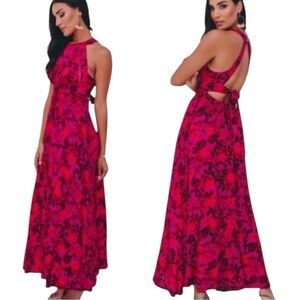 Abel The Label Anthropologie Charlotte Floral Maxi Dress Size Small